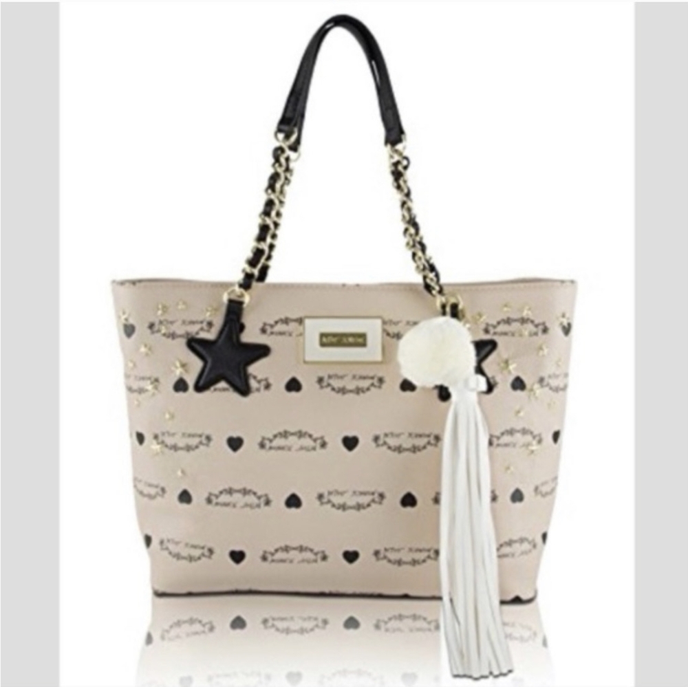Betsy Johnson Star Stud Tote Bag in Sand